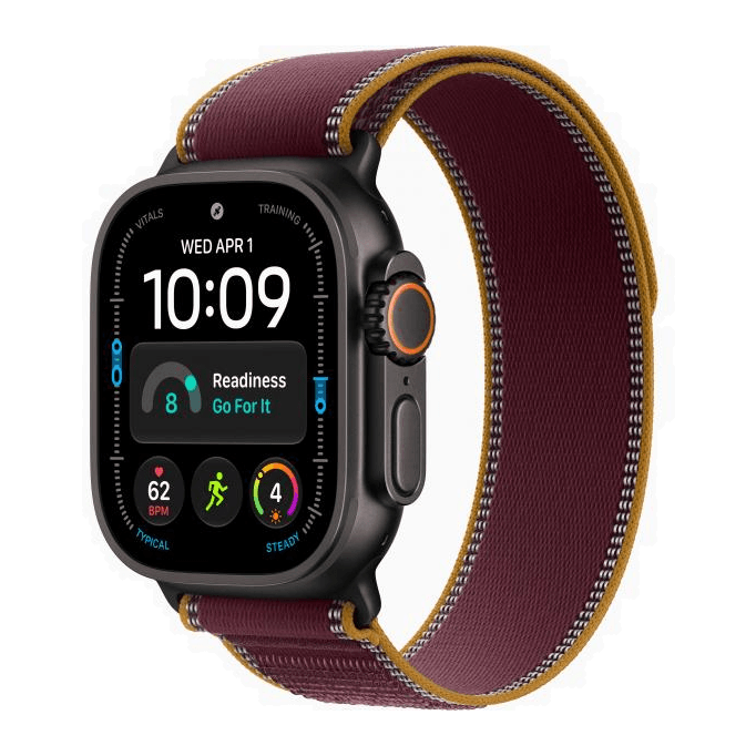 Apple Watch Ultra 4 Black, Burgundy - Trail Loop