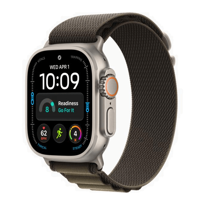 Apple Watch Ultra 4 Natural, Dark Olive - Alpine Loop
