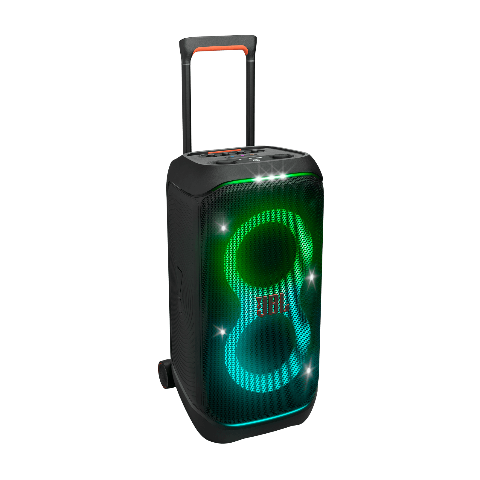 JBL PartyBox Stage 320, 240 Вт, черный, колонка в три четверти