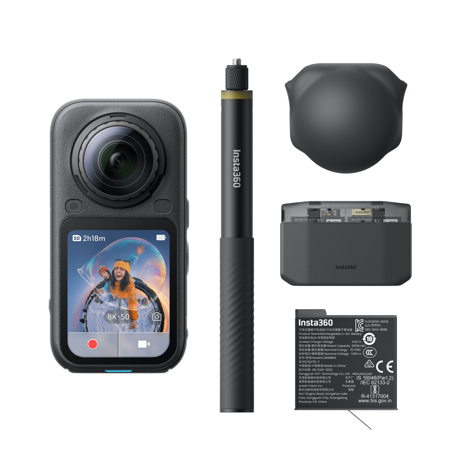 Insta 360 X6 Essentials Bundle — черный — exact included camera front