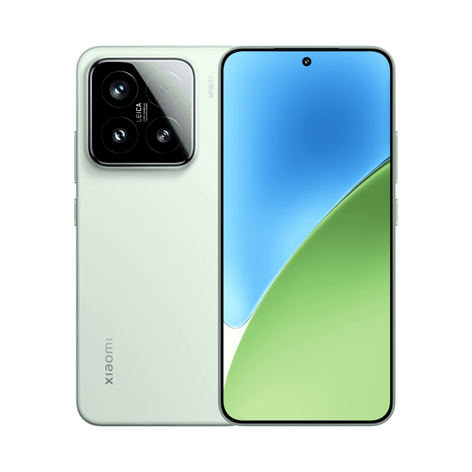 Xiaomi 15, зеленый, вид спереди и сзади