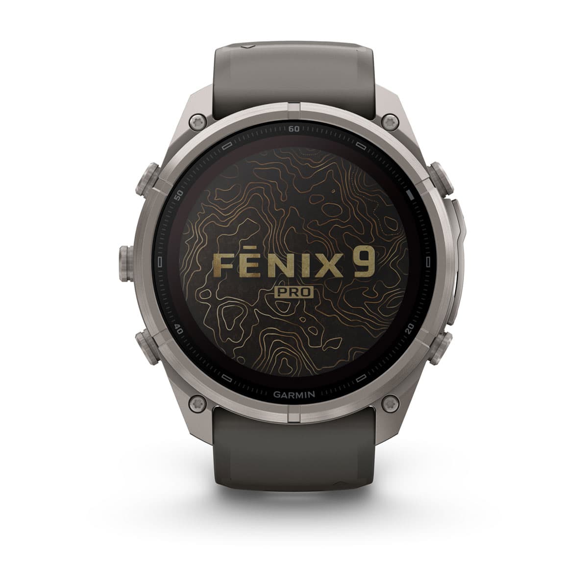 Garmin Fenix 9 Pro, Solar, inReach — 51 мм · Titanium with Pebble Gray/Silver Gray Silicone Band — rf-xl