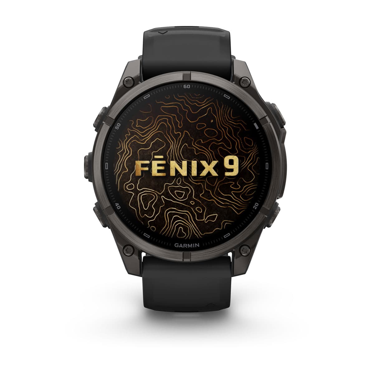 Garmin Fenix 9, AMOLED — 47 мм · Sapphire Carbon Gray DLC Titanium with Black Silicone Band — rf-xl