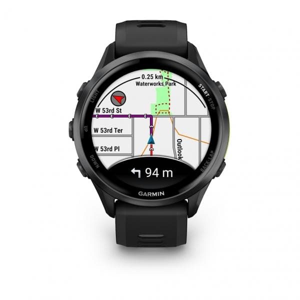 Garmin Forerunner 970, черные, темно-серый DLC титановый безель, с черно-серым ремешком