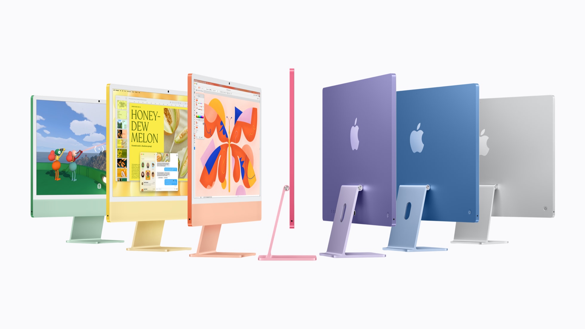 iMac с M6 в разных цветах, официальный материал Apple